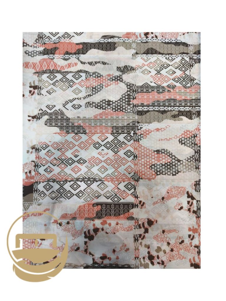 پارچه روتختی طرح هندسی بوهو برند Evim Home با اشکال هندسی، خطوط آزاد و رنگ‌های گرم، مناسب روتختی، کوسن، پرده و دکوراتیو